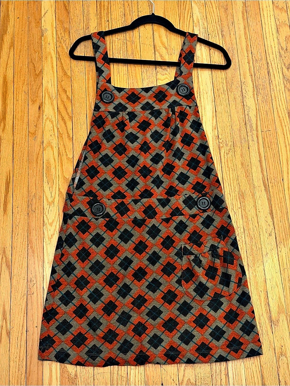 Fire Los Angeles Geometric Mini Dress in Orange & Black Size Medium
